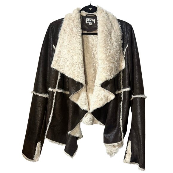 Jones Studio Women’s Faux Fur & Dark Brown Suede Jacket – Size M – Small Burn Ho - Picture 1 of 6